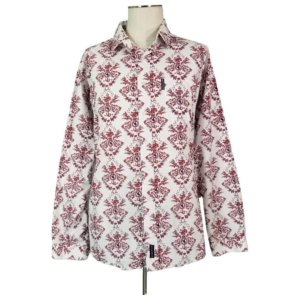Panhandle Slim Button Up Mens XL White Rough Stock Western Floral Paisley Shirt